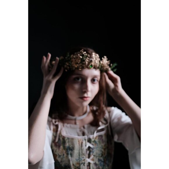 Woodland Fairy Flower Crown Feminine Handmade Leaf Elf Headband for Cosplay main image 5